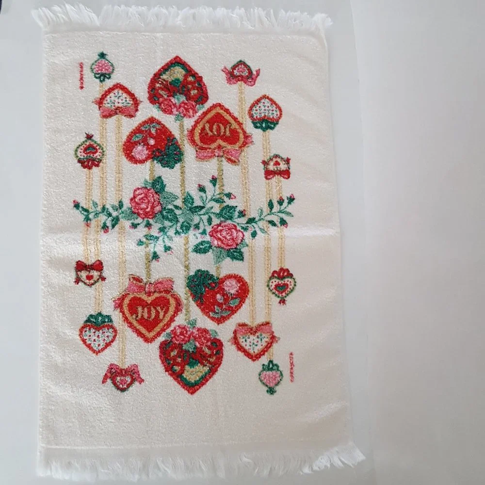 Vintage Holiday Kitchen Towel Joy Heart Ornaments *AS IS*